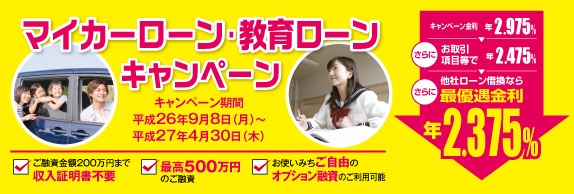 マイカーローン・教育ローンキャンペーン