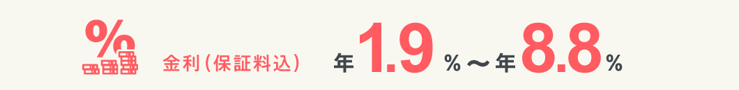金利（保証料込）年1.9％～年8.8％