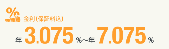 金利（保証料込）年3.075％～年7.075％